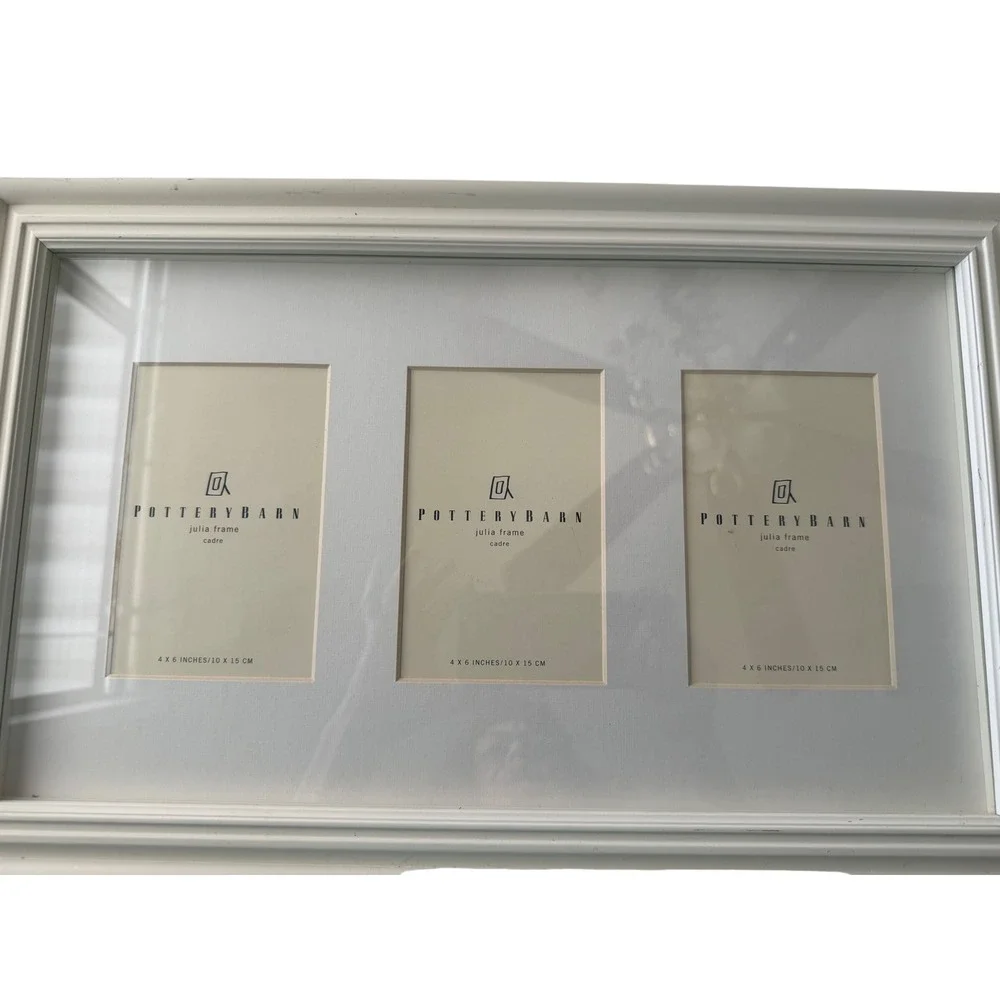Pottery Barn Julia Frame White Triple Opening 4x6 Photo Collage Wall Decor